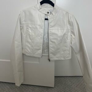 Women's White Leather Jacket